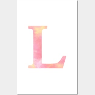 The Letter L Orange and Pink Watercolor Design Posters and Art